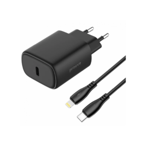 Зарядний пристрій Proove Silicone Power 2 20W Type-C + Cable Type-C to Lightning, Black